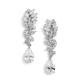 Pave CZ Bridal Earrings with Marquis Leaves & Pear Drop 4015E