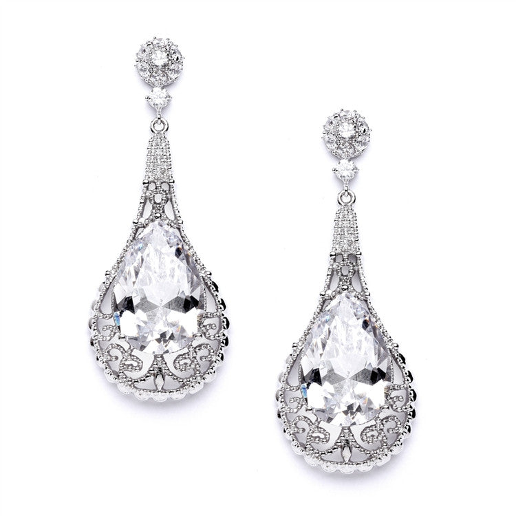 Top-Selling Bold Cubic Zirconia Pear shape Wedding Earrings 4017E