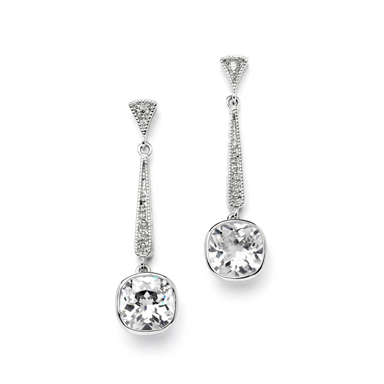 Vintage Wedding or Bridesmaid 6 ct. Cubic Zirconia Dangle Earring 4032E