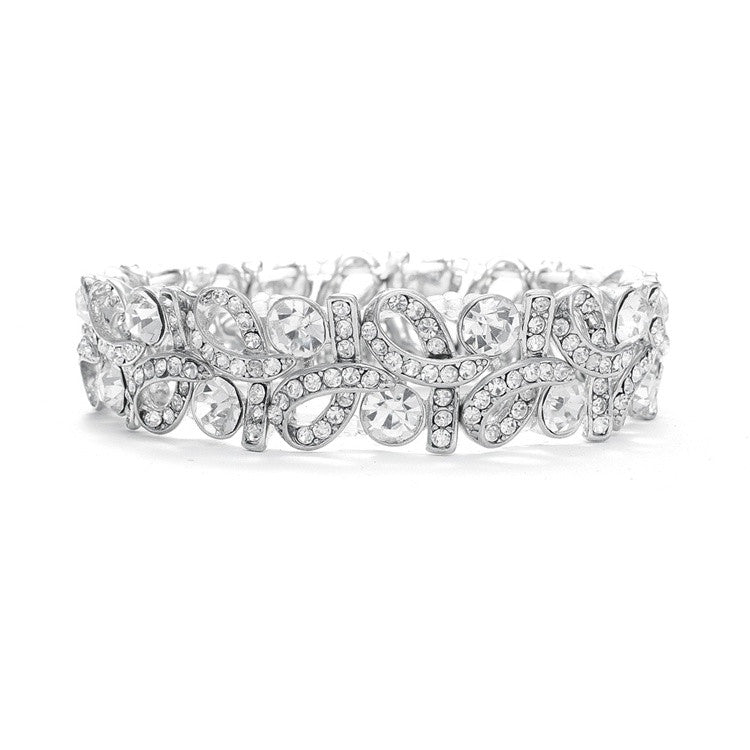 Crystal Ribbons Stretch Wedding Bracelet 404B-CR