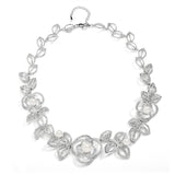Designer Wedding Necklace with Cubic Zirconia and Pearl Flowers 4055N