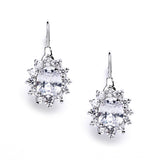 Vintage Oval Solitaire Cubic Zirconia Earrings with Lever Backs 4057E