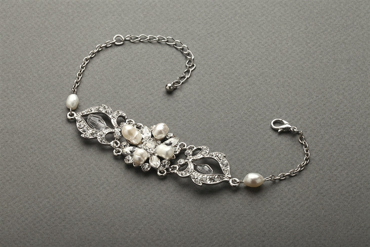 Top-Selling Freshwater Pearl & Crystal Wedding Bracelet 4062B