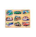Melissa And Doug Vehicle Puzzle Wooden Peg Sound Puzzle 8pc