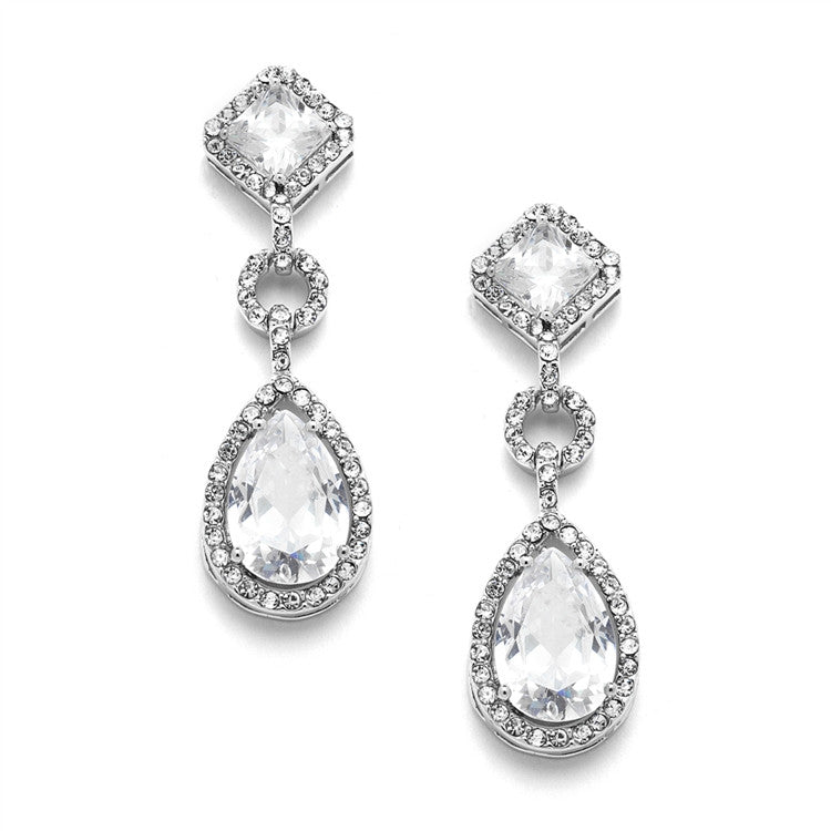 Luxurious Cubic Zirconia Pave Pear Drop Bridal Earrings 4068E