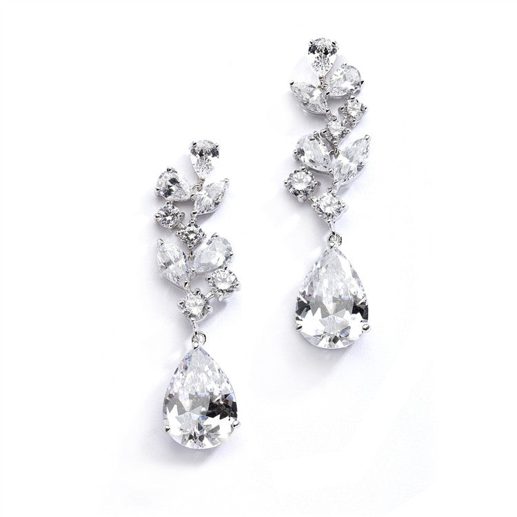 Magnificent Cubic Zirconia Red Carpet Dangle Wedding Earrings 4074E
