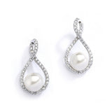 Eternity Symbol  Cubic Zirconia Wedding Earrings with Pearl 4075E