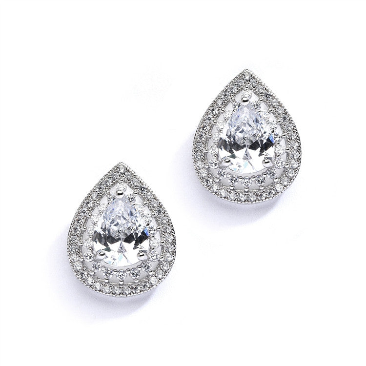 Designer Micro Pave Cubic Zirconia Bridal or Mother of the Bride Earrings 4076E