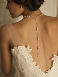 Alluring Wedding Back Necklace with Ivory Pearls & Crystal Drop 4079N