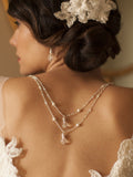 Draped Figaro Chain Teardrop Back Necklace for Bridal or Prom 4081N