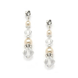 Pearl & Crystal Gold Dangle Earrings for Weddings, Bridesmaids or Prom