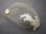 Metallic Gold French Netting Bandeau Bridal Veil with Champagne Lace Appliques 4084V
