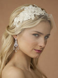 Handmade Wedding Headband with European Lace Applique & Petite Veil 4090HB