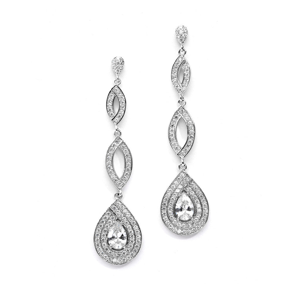 Micro pave Cubic Zirconia Teardrop Wedding Earrings 4092E