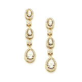 Breathtaking Gold Cubic Zirconia Dangle Wedding or Bridal Earrings 4097E