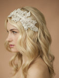 Sculptured Lace Wedding Headband with Crystals & Beads 4099HB