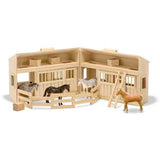 Melissa & Doug Fold and Go Mini Stable with 12 Horse Pasture Pals Bundle