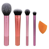 Real Techniques Makeup Brush Set with Sponge Blender for Eyeshadow, Foundation, Blush, and Concealer, Set of 5