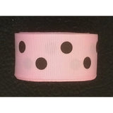 Polyester Grosgrain Ribbon for Decorations, Hairbows & Gift Wrap by Yame Home (7/8-in by 5-yds, ys07030209ae - Brown Polka Dots w/Pink Background)