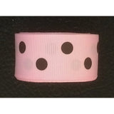 Polyester Grosgrain Ribbon for Decorations, Hairbows & Gift Wrap by Yame Home (7/8-in by 10-yds, ys07030209ae - Brown Polka Dots w/Pink Background)