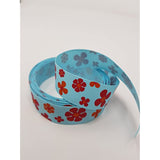 Polyester Grosgrain Ribbon for Decorations, Hairbows & Gift Wrap by Yame Home (7/8-in by 10-yds, ys07030205f - Red Orange Flowers w/Blue Background)