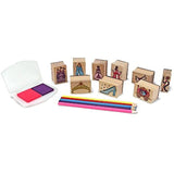 Melissa & Doug Princess: Wooden Stamp Set & 1 Scratch Art Mini-Pad Bundle (02418)