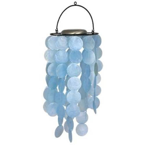 Asli Arts Collection Capiz Solar Chime, Light Blue, 24" L