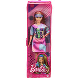 Barbie Fashionistas Doll # 159, Petite, with Light Brown Hair Wearing Tie-Dye T-Shirt Dress, White Shoes & Visor, Toy for Kids 3 to 8 Years Old