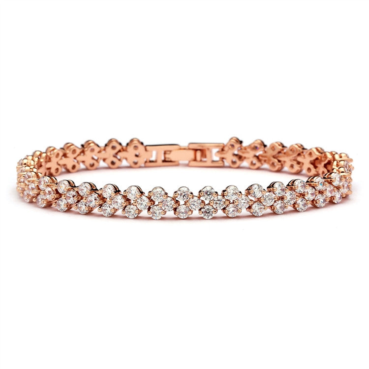 Elegant Rose Gold Cubic Zirconia Wedding or Prom Tennis Bracelet 4109B-RG-7