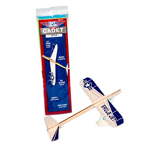 Sky Blue Flight Balsa Eagle Jet Hand Launched Glider Model Kit, 12"