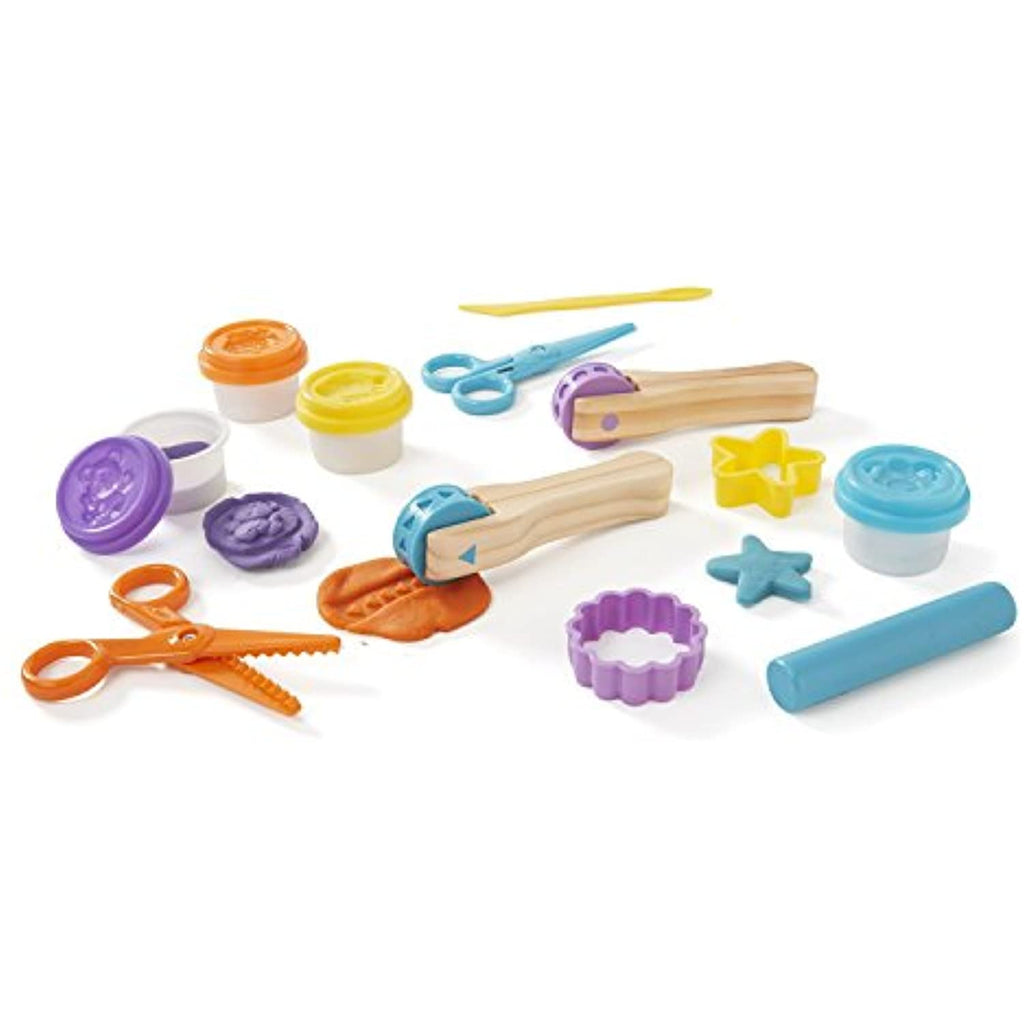 Melissa & Doug Cut, Sculpt & Stamp Clay Play Set Classroom: Deluxe Wooden Stamp Set & 1 Scratch Art Mini-Pad Bundle (05167)