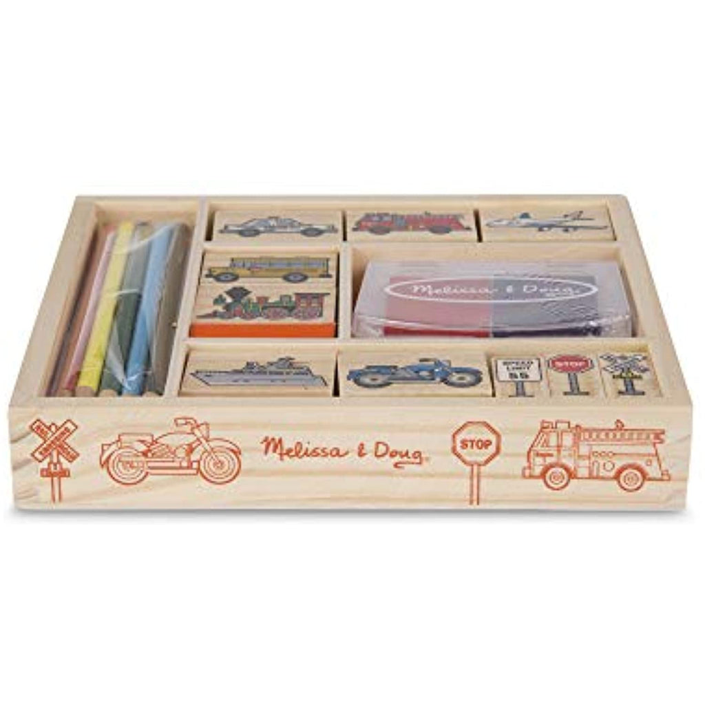 Melissa & Doug Wooden Stamps Sets (2): Dinosaurs and Vehicles