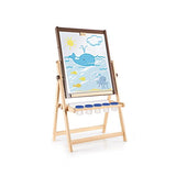 Guidecraft 4-in-1 Flipping Floor Easel - Magnetic Whiteboard, Chalkboard, Paint Cups, and Paper Roller: Toddlers Classroom, School Supply Art Furniture for Kids