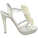 Dyeables Women's Ivy Ankle-Strap Sandal,Ivory Satin,11 B US