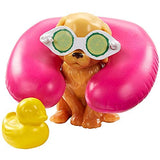 Barbie Spa Doll, Blonde, with Puppy and 9 Accessories, Including Neck Pillow, Rubber Duck and Cucumber Eye Masks, Gift for Kids 3 to 7 Years Old
