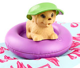 Barbie Outdoor Furniture Set with Donut Floatie (Really Floats), Water-Squirting Puppy Toy and 8 Themed Accessories