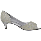 Touch Ups Women's Irene Peep-Toe Pump,Ivory/Silver Glitter,5 M US