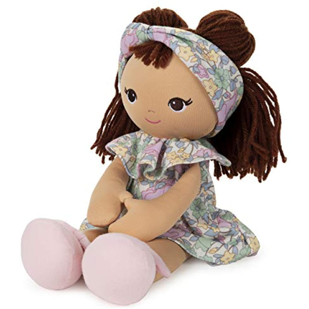 GUND Baby Toddler Doll Plush Brunette, Green Garden Dress, 8"