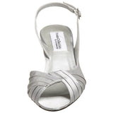 Dyeables Women's Nicky Sandal,Silver Satin,7.5 XW US