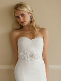 Handmade Silk Flower Bridal Sash with Sheer Ribbon 4110BT