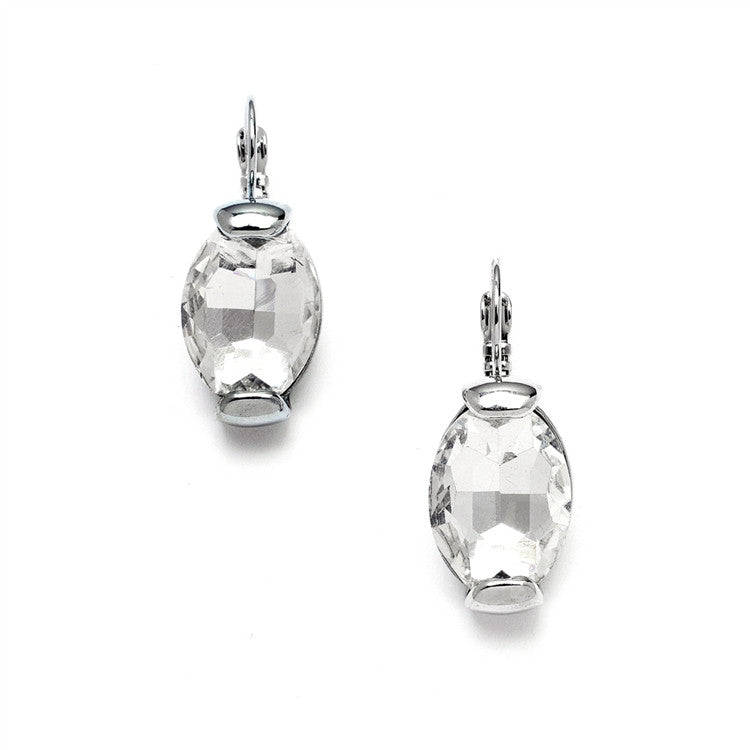 Clear Crystal Oval Drop Bling Earrings
