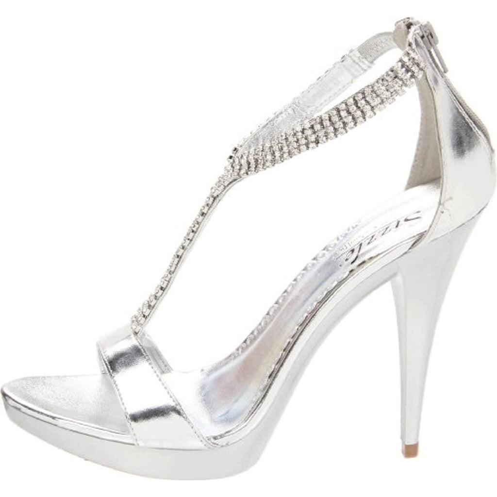 Sizzle by Coloriffics Women's Reno T-Strap Sandal,Silver,9 M US