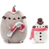 GUND Christmas Candy Cane Pusheen Plush Bundle with Snowman Plush