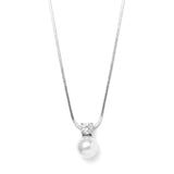 Mariell Pearl & CZ Solitaire Bridal Necklace 412N