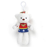 Gund DC Universe Fuzzy Bear Wonder Woman Plush Backpack Clip, 6.5", White