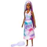 Barbie Doll, Rainbow Princess Look with Extra Long Purple and Blue Hair, Plus Hairbrush, for 3 to 7 Year Olds