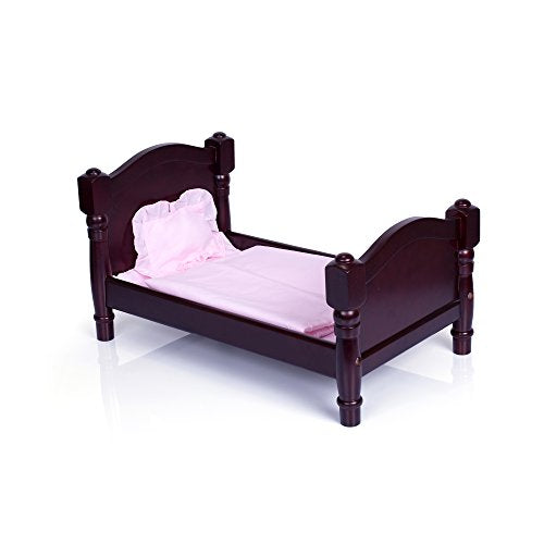Guidecraft Espresso - Dark Cherry Wooden Doll Bed - Fits 18" American Girl Dolls G98111