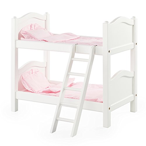 Guidecraft White Wooden Doll Bunk Bed - Fits 18" American Girl Dolls G98127