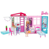 Barbie Doll and Dollhouse, Portable 1-Story Playset with Pool and Accessories, for 3 to 7 Year Olds