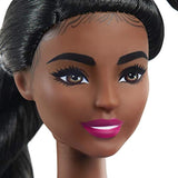 Barbie Fashionistas Doll with 2 Twisted Braids & Prosthetic Leg Wearing Star-Print Dress, White Shoes & Arm Bracelet, Toy for Kids 3 to 8 Years Old